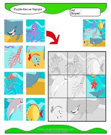 Puzzle Kes Yapıştır Çalışma Sayfaları